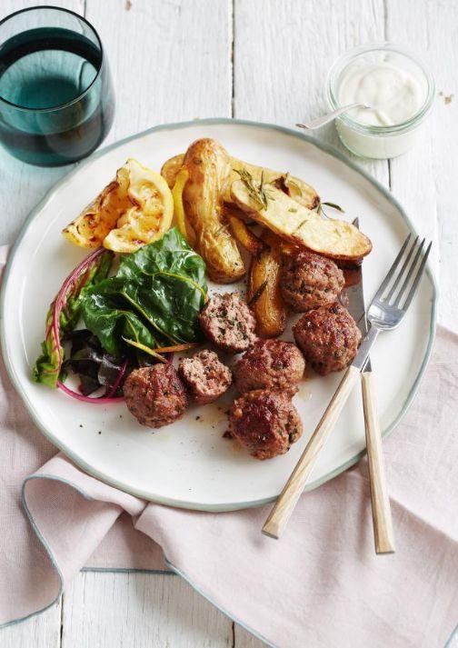 Spiced Australian lamb and mint meatballs with lemon yoghurt