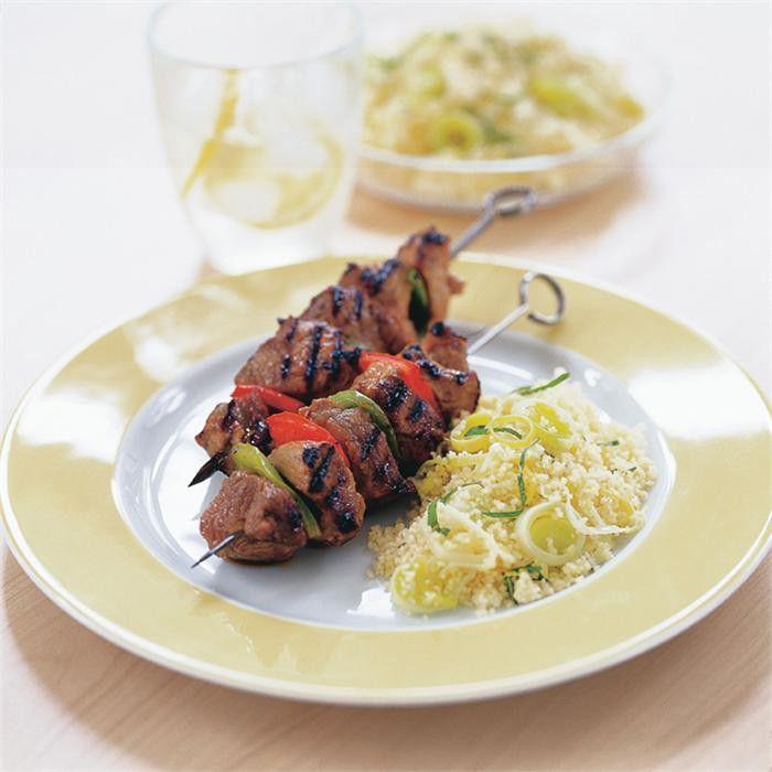 Moroccan style chevon kebabs with lemon couscous