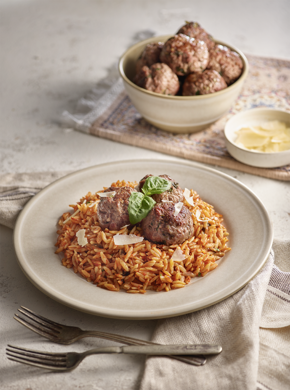 Quick Australian beef meatballs with orzo pasta