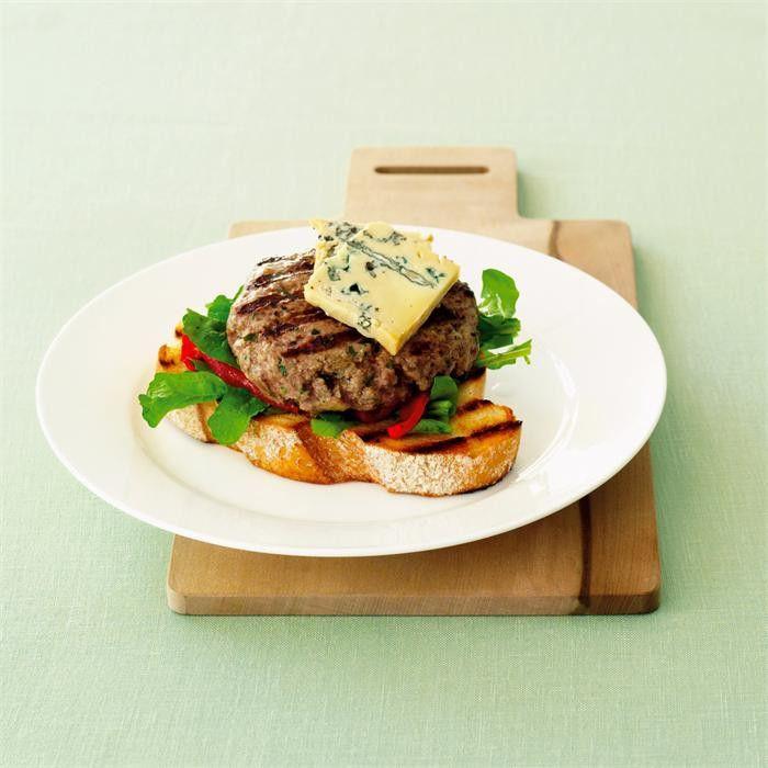 Gourmet beef burgers with blue cheese