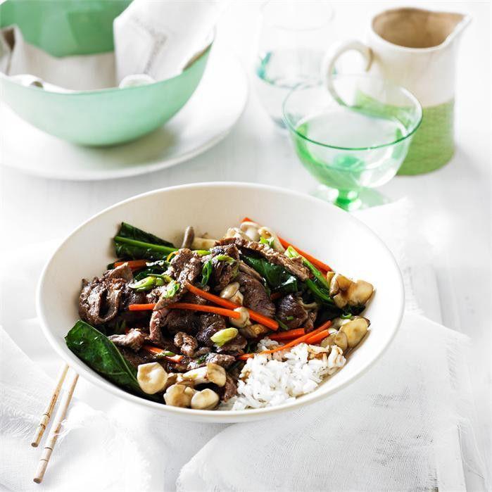 Stir-fried beef and tofu