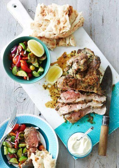 Marinated butterflied boneless lamb shoulder in lemon and parsley