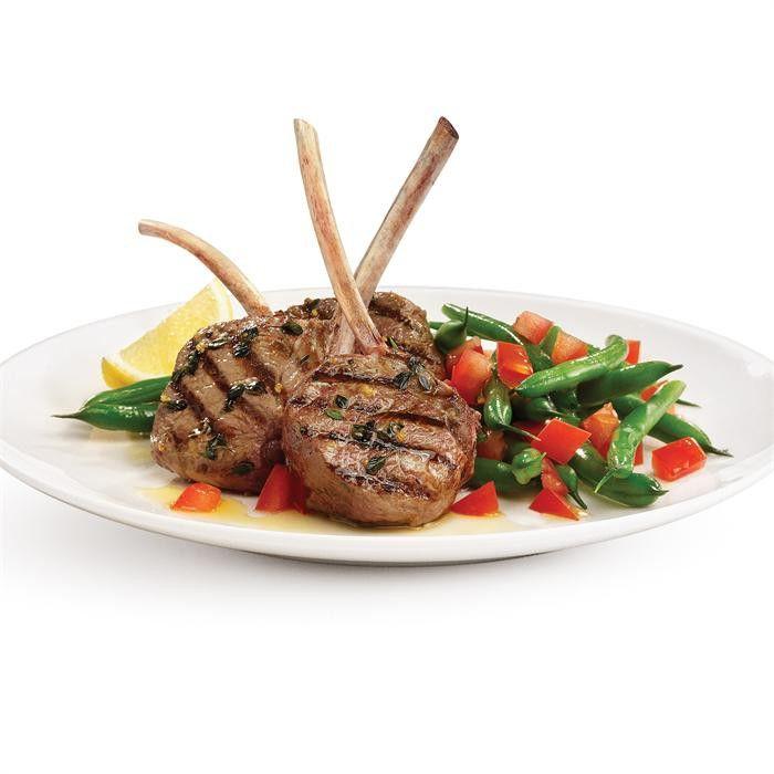 Lemon and thyme lamb cutlets with green bean salad