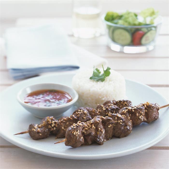 Barbecued ginger lamb satays