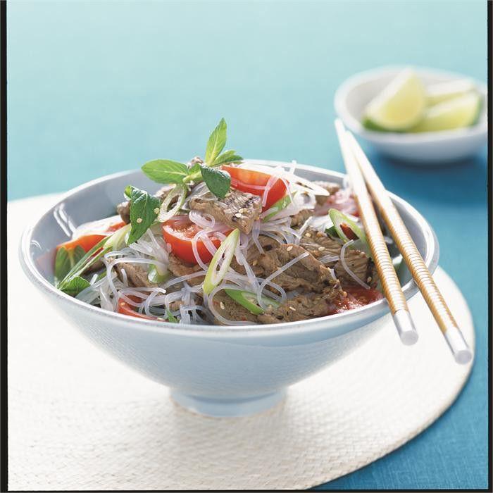 Vietnamese noodle and beef salad