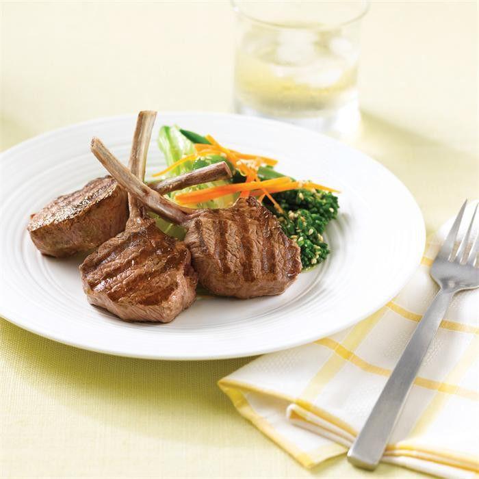 Lamb cutlets with a salad of sesame greens