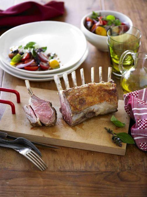 Lamb rack with cherry tomato salad