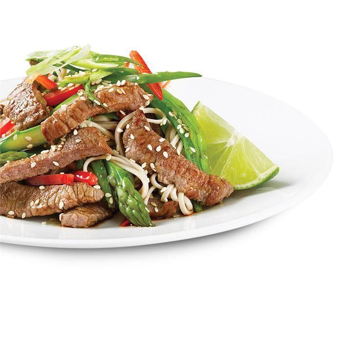 Warm lamb noodle salad