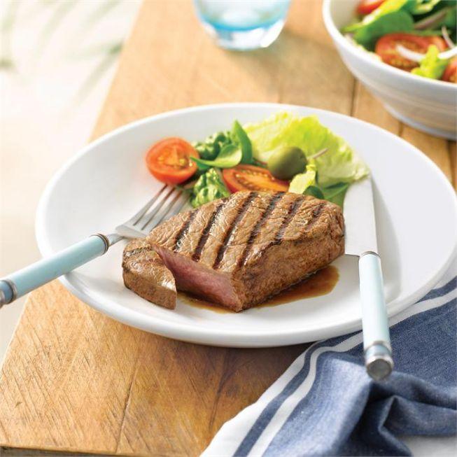 Char-grilled sirloin steak with a quick salad