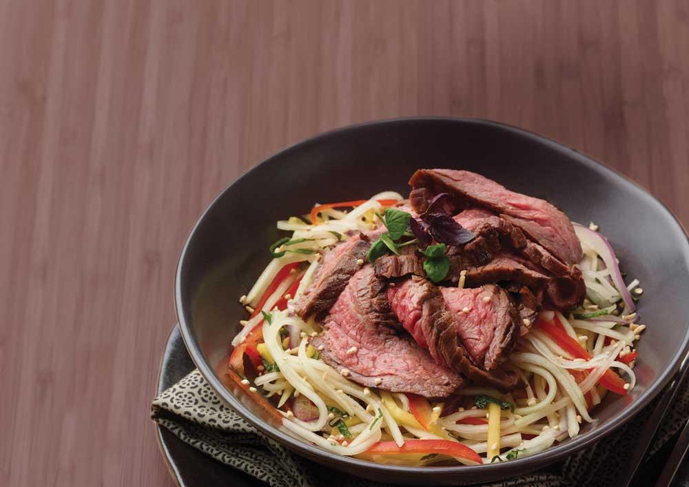 Green papaya thai-style salad with flank steak