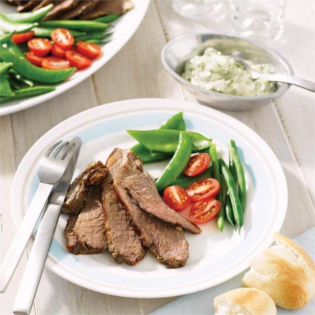 Barbecued butterflied lamb leg with herb mayonnaise