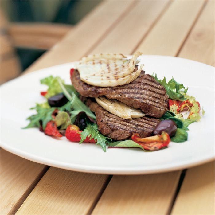 Sirloin steak with Mediterranean vegetables