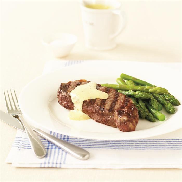 Char-grilled sirloin with dijon mustard cream