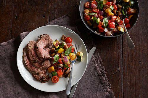 Butterflied lamb leg with ratatouille