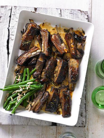 Sticky honey and rosemary lamb short ribs