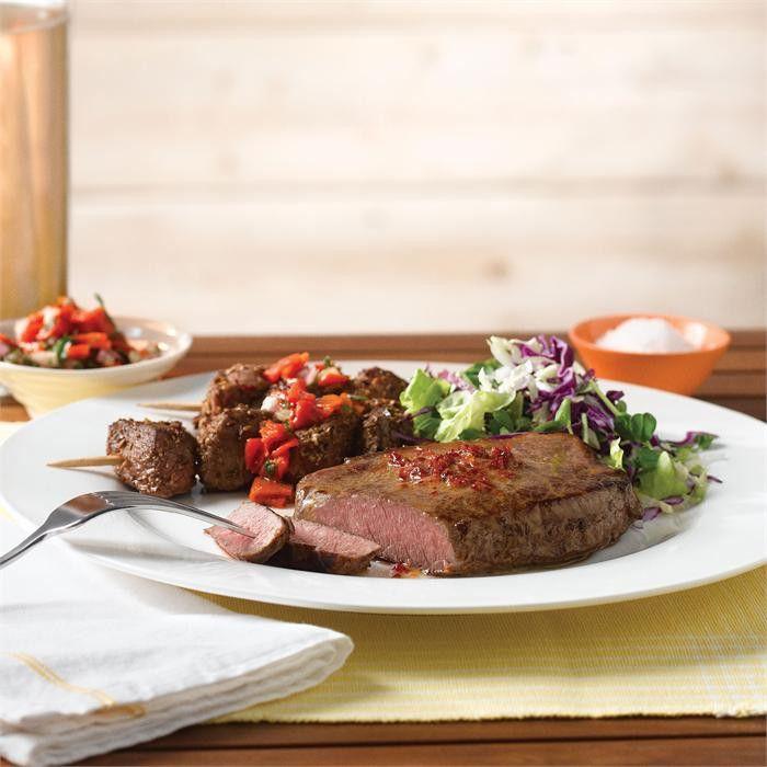 Barbecued sirloin steak with semi-dried tomato flavoured butter