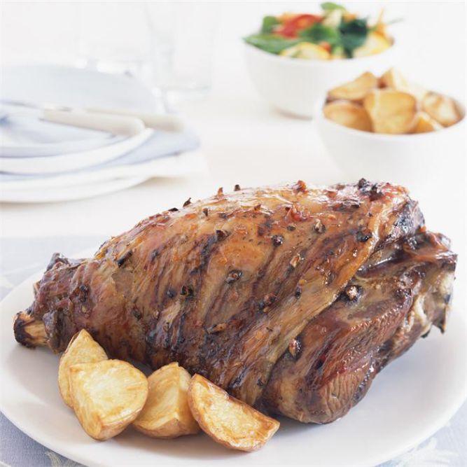 Lamb leg roast with chilli mint sauce