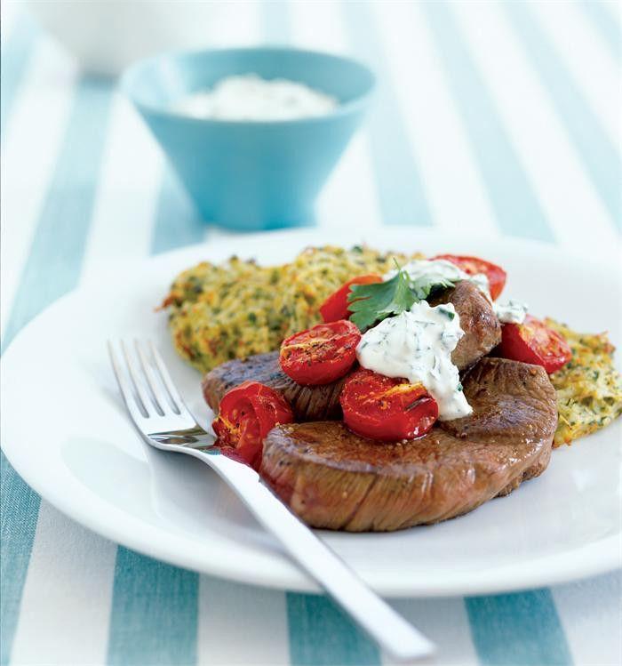 Lamb steaks with potato cakes