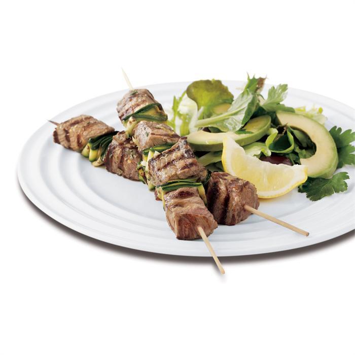 Beef, zucchini and lemon kebabs