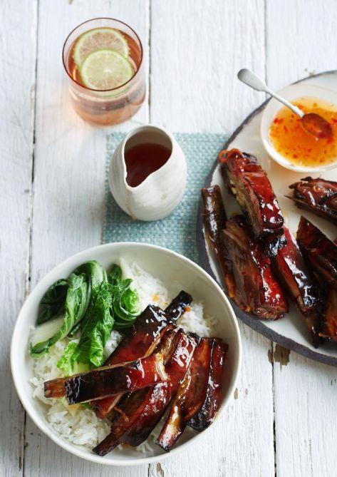 Pickled ginger and sweet chilli glazed lamb ribs