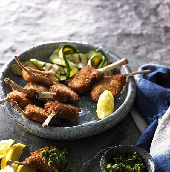 Parmesan crumbed lamb cutlets with salsa verde