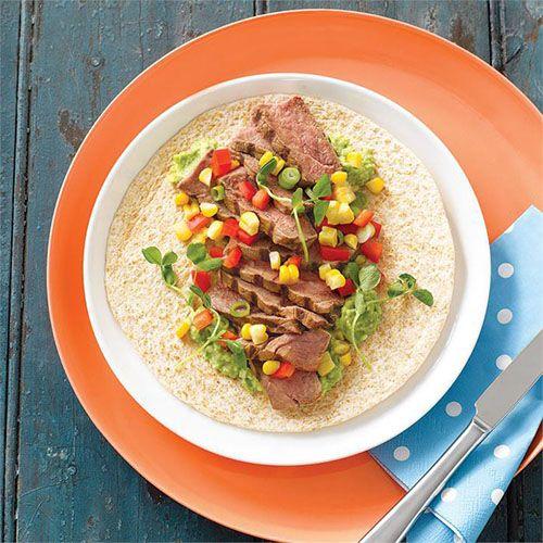 Barbecued rump steak wrap with corn salsa