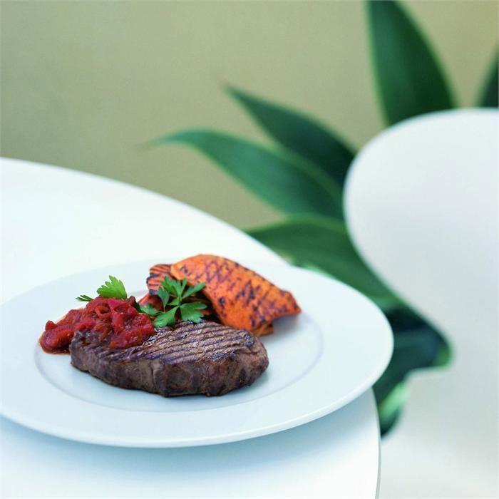 Beef sirloin with char-grilled sweet potato