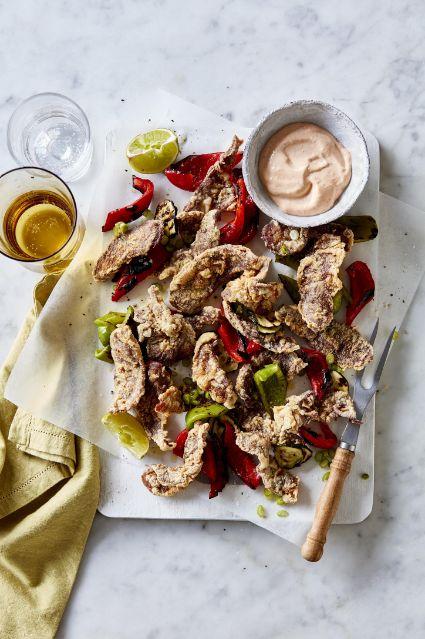 Salt and pepper lamb with char-grilled vegetables