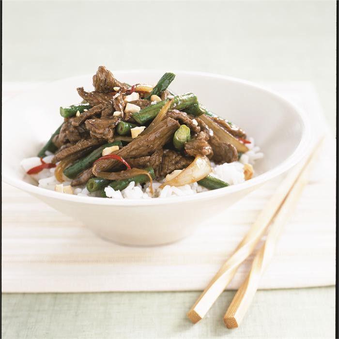 Chilli beef and snake bean stir-fry with cashews
