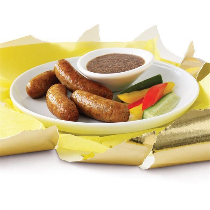 Beef sausages with honey and mustard dipping sauce