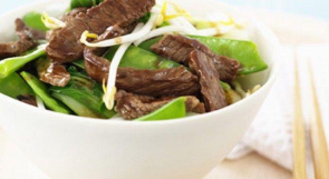 Beef and snow pea stir-fry