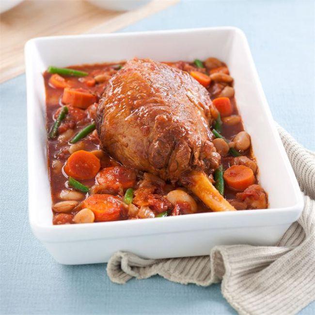 Roast goat with vegetables