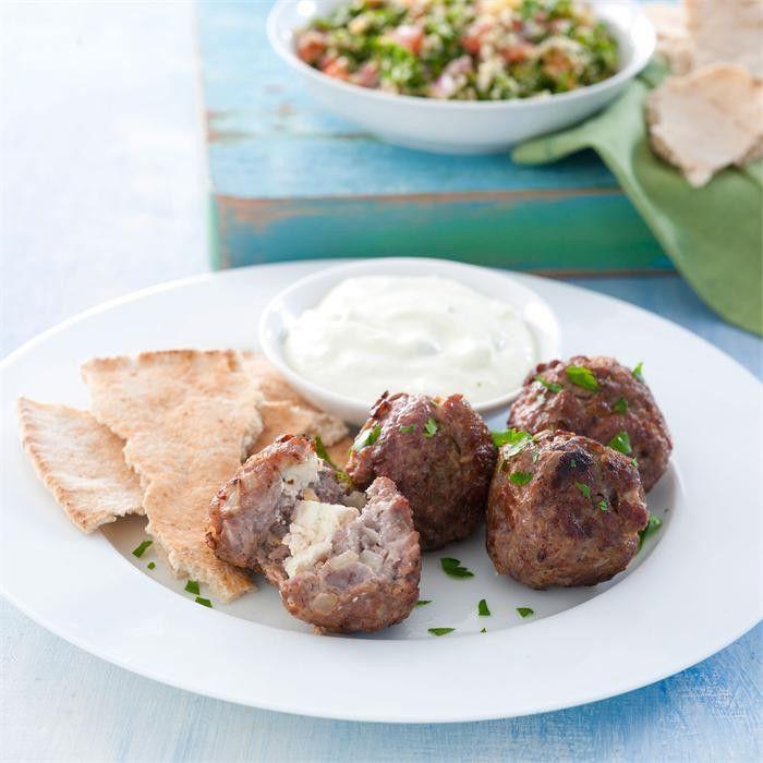 Feta stuffed goat meatballs