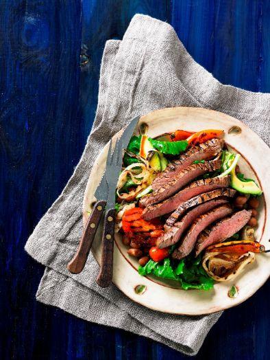 American 'fiesta' skirt steak salad