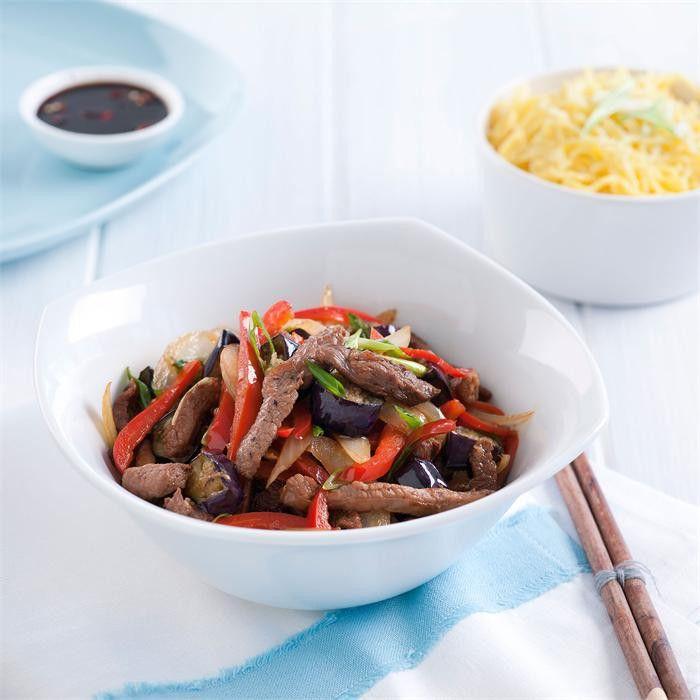 Goat and red capsicum stir-fry