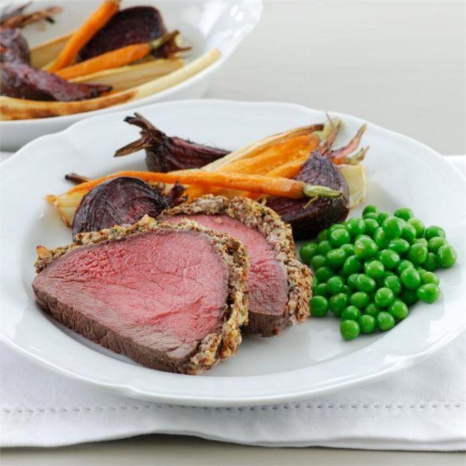 Walnut crusted beef roast